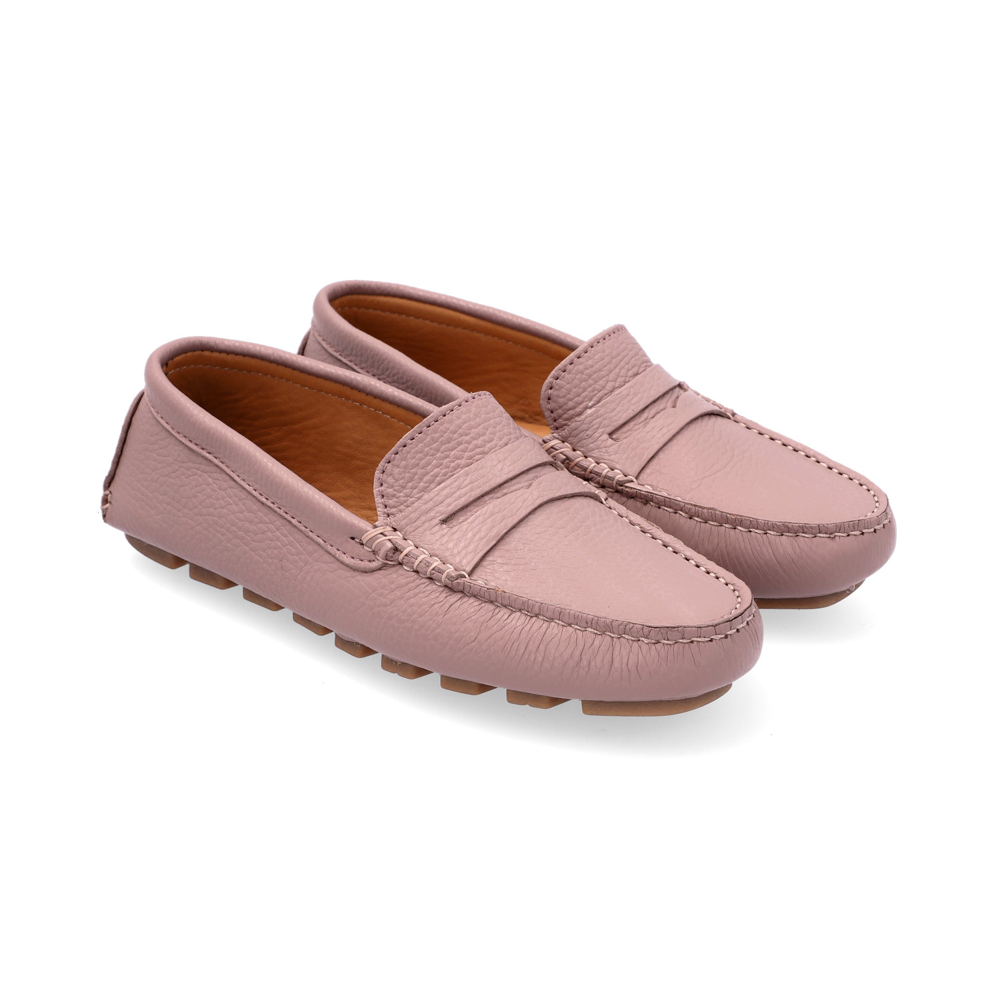 Mocasines Mujer Penny Cuero Rosa